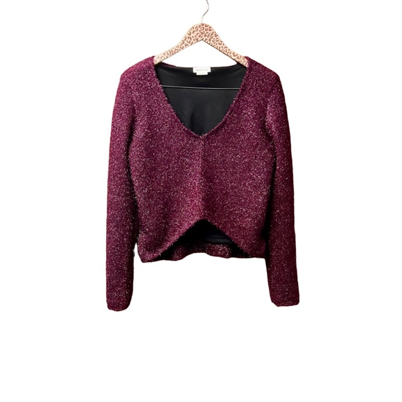 Lovers + Friends Gerona Sparkly Magenta Glitter Purple Pullover Top Small S - Picture 4 of 15